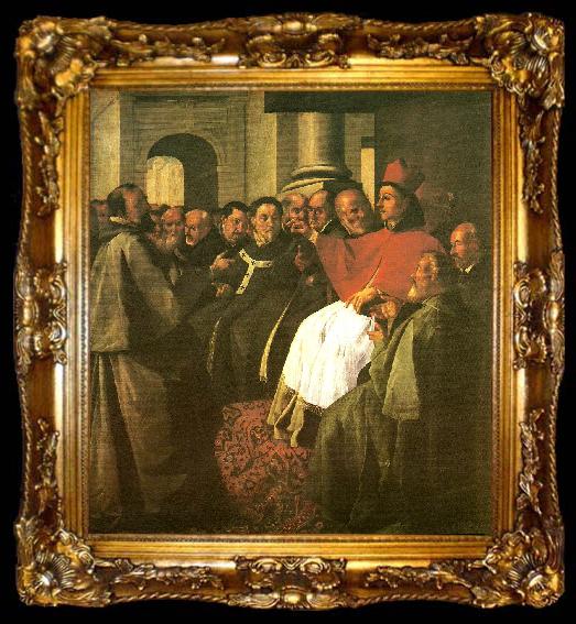 framed  Francisco de Zurbaran buenaventura at the council of lyon, ta009-2